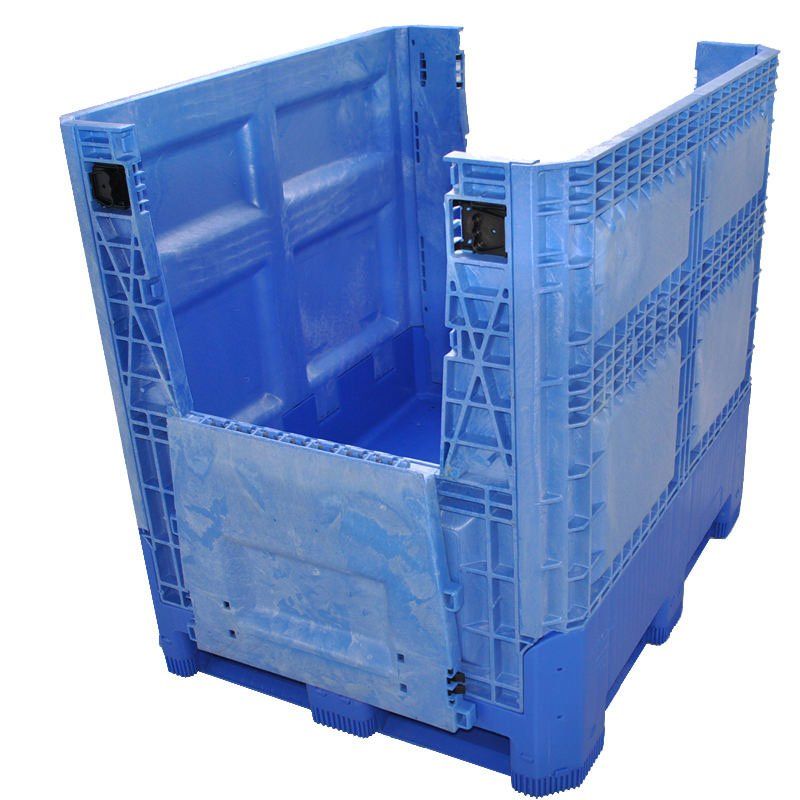 40 x 48 x 46 Food Grade Collapsible Bulk Container with both drop doors down