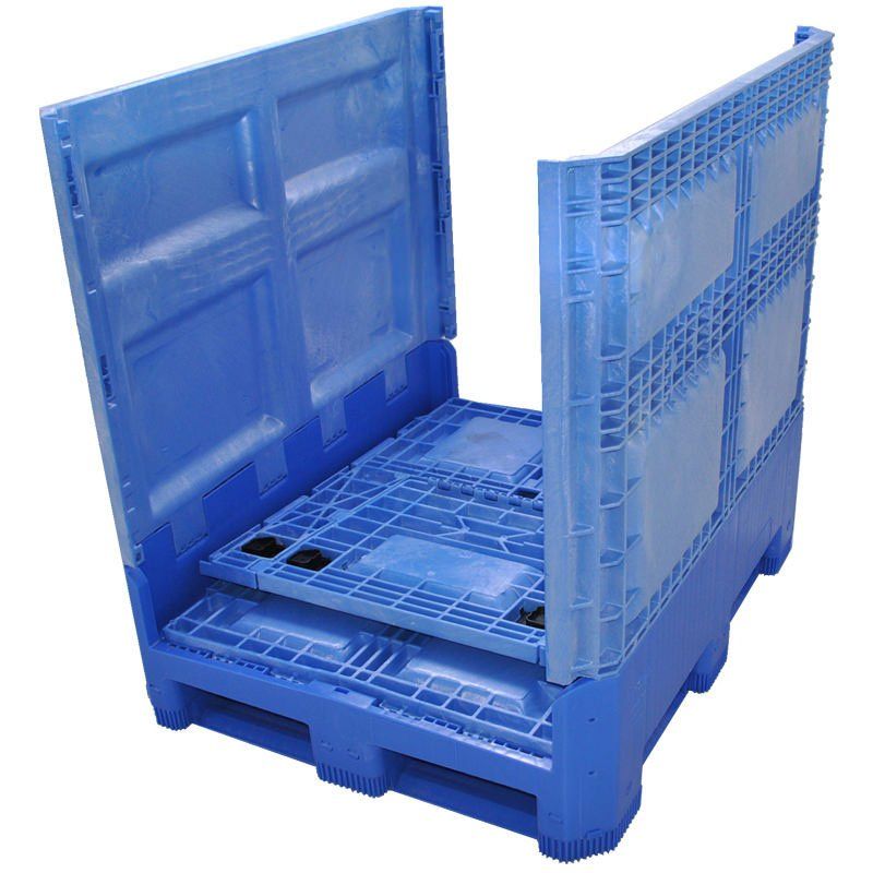 40 x 48 x 46 Food Grade Collapsible Bulk Container with two sidewalls down