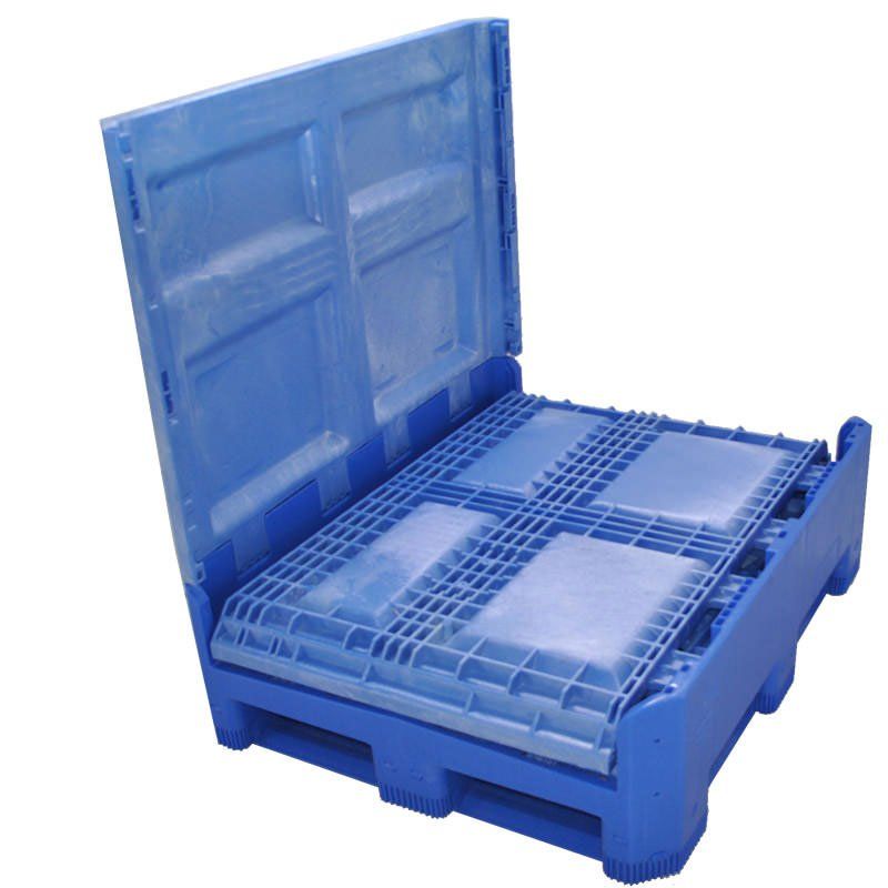 40 x 48 x 46 Food Grade Collapsible Bulk Container with three sidewalls down