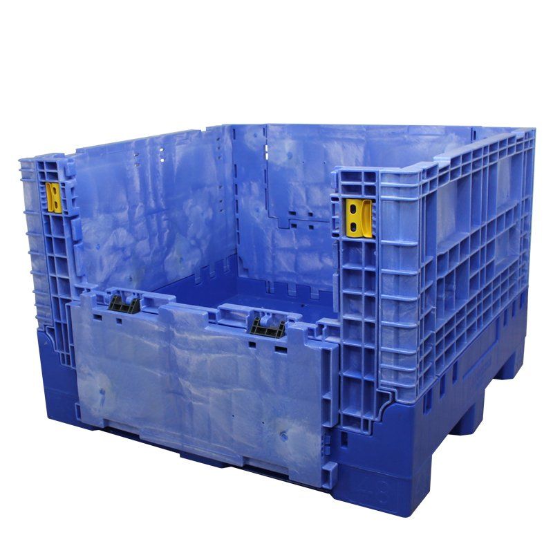 45 x 48 x 34 Collapsible Bulk Container - Blue with drop door down