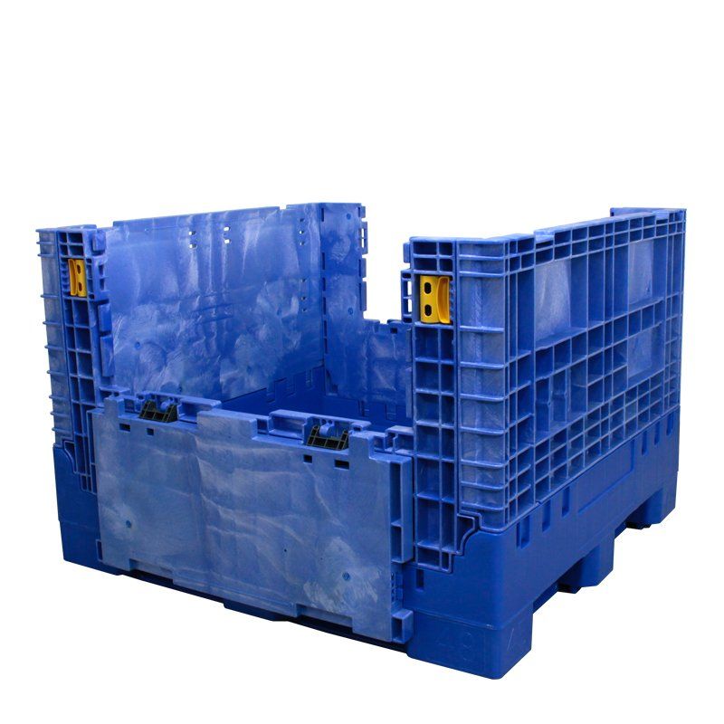 Contenedor bulk plegable de 45 x 48 x 34 - Azul con puertas abatibles bajas