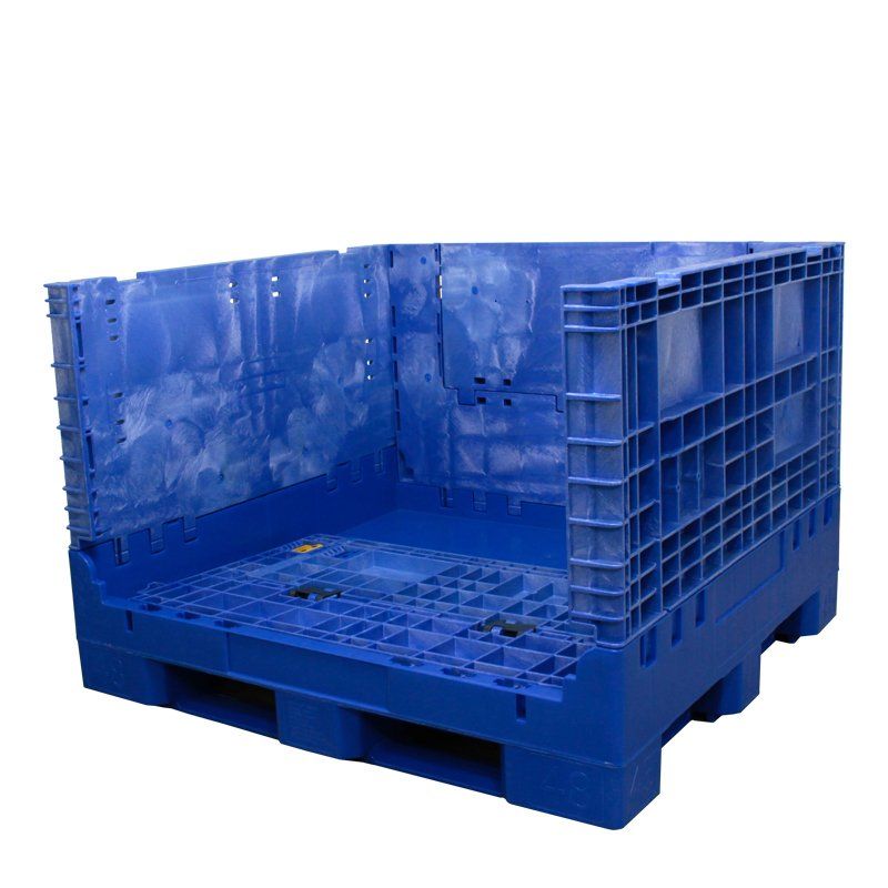 Contenedor bulk plegable de 45 x 48 x 34 - Azul con pared lateral baja