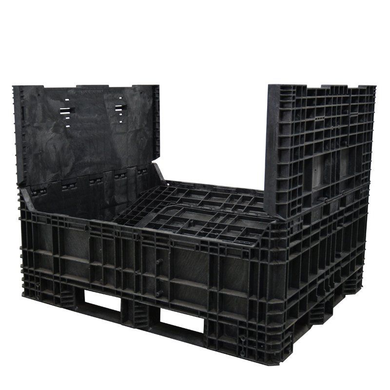70 x 48 x 44 Collapsible Bulk Container with two sidewalls down