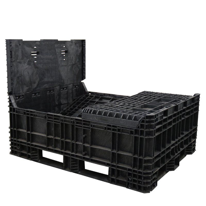 70 x 48 x 44 Collapsible Bulk Container with three sidewalls down