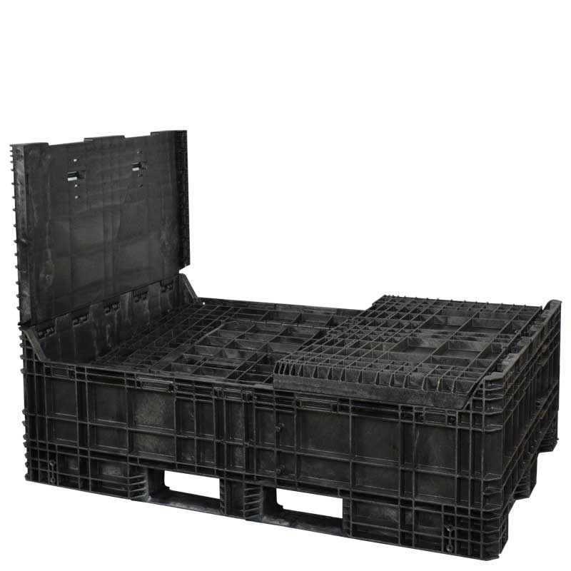 70 x 48 x 50 Collapsible Bulk Container with three sidewalls down