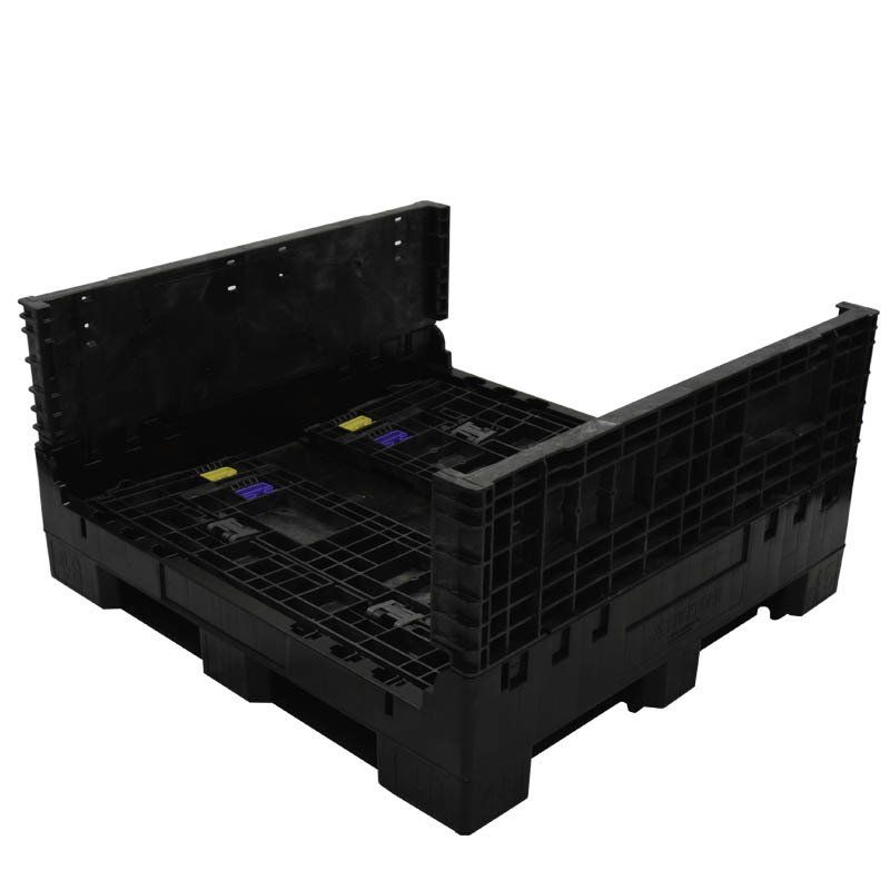 45 x 48 x 25 Extra-Duty Collapsible Bulk Container with two sidewalls down