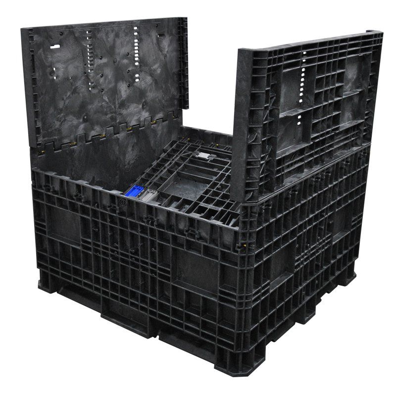 45 x 48 x 50 Collapsible Bulk Container with two sidewalls down