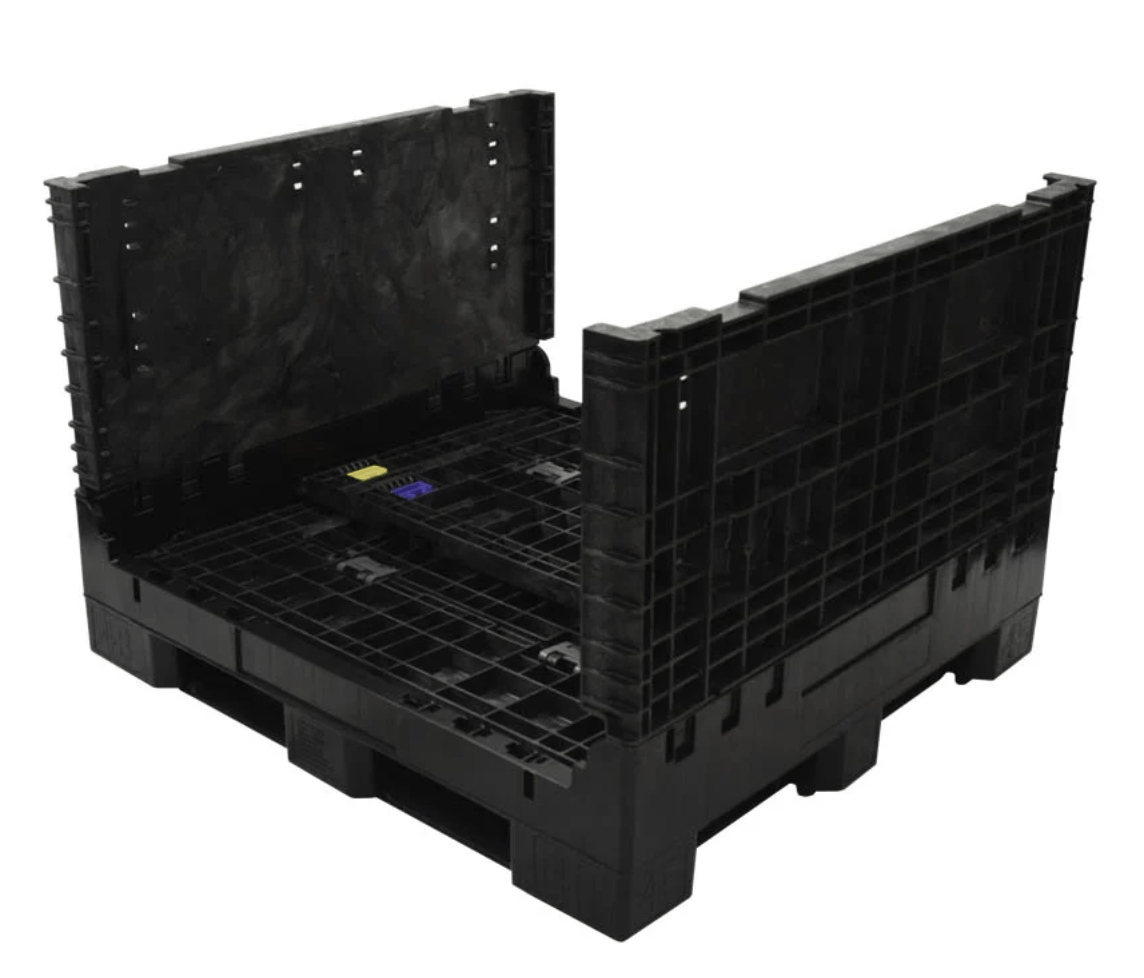 45 x 48 x 34 Extra-Duty Collapsible Bulk Container with two sidewalls down