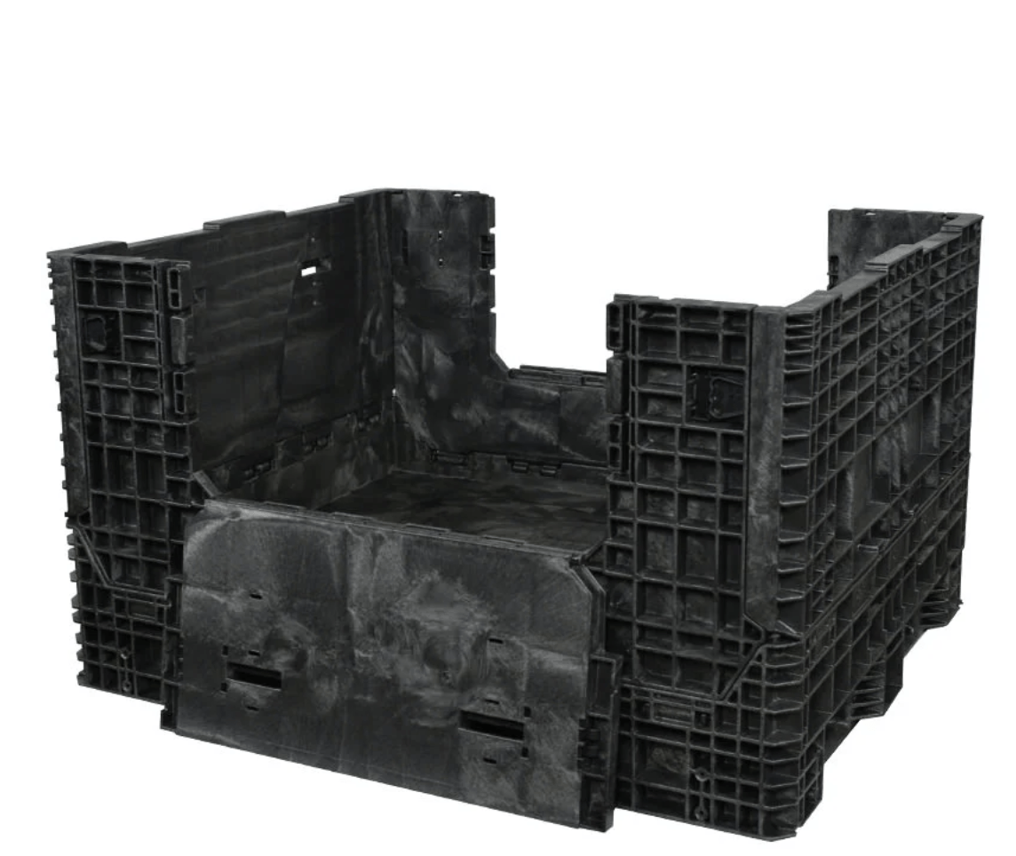 Contenedor bulk plegable de 57 x 48 x 34 con puertas abatibles bajas