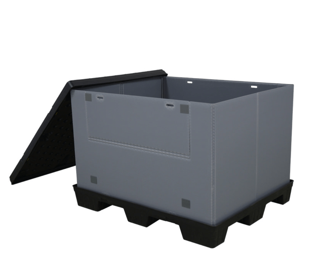 Contenedor de caja-palet de plástico de 40 x 48 x 34 con puerta de acceso