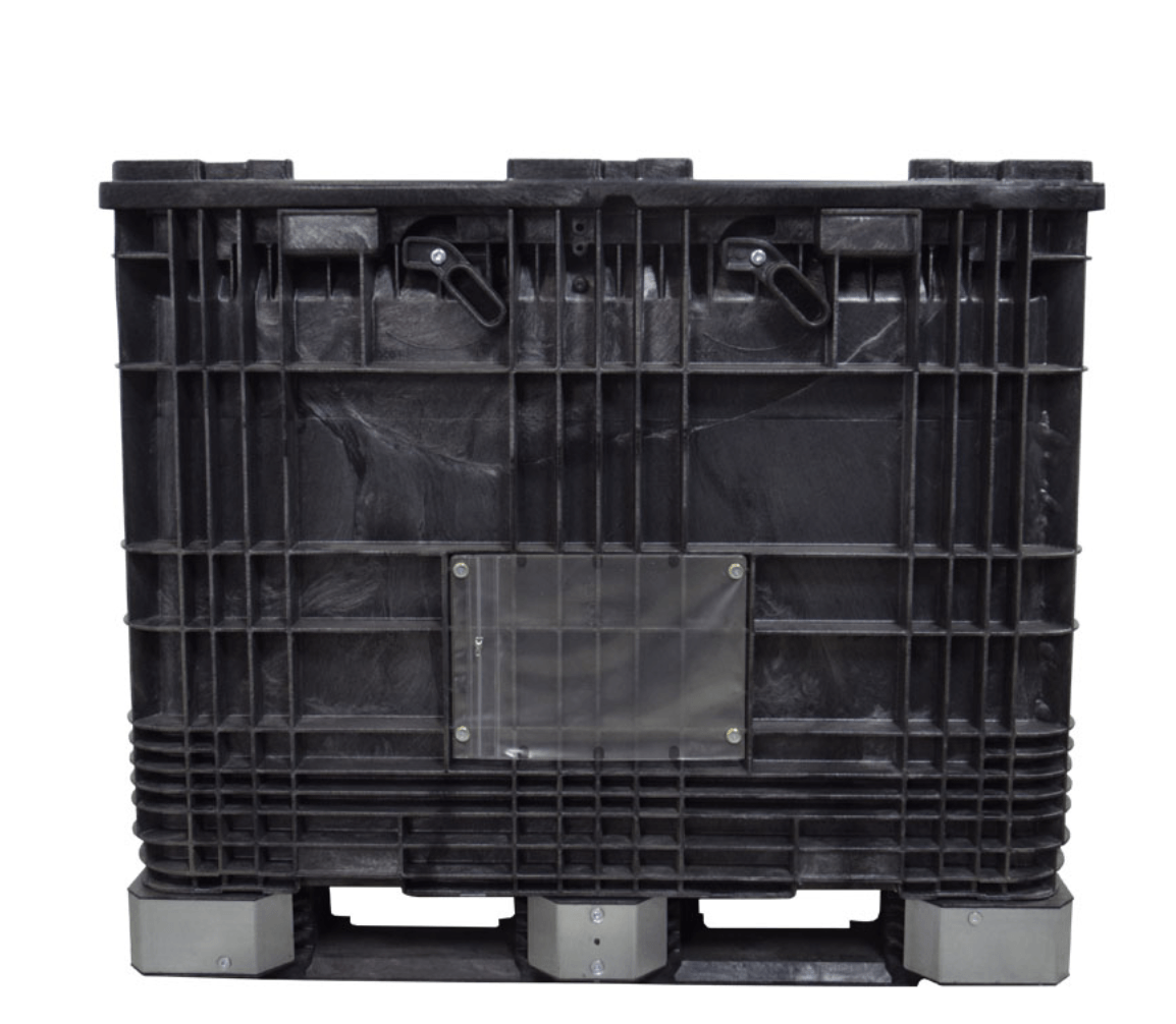 Contenedor ProBox CenterFlow de 57 x 45 x 65, vista lateral, plegado con tapa