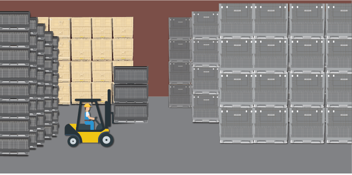 Changing the layout of the warehouse with bulk containers is easy