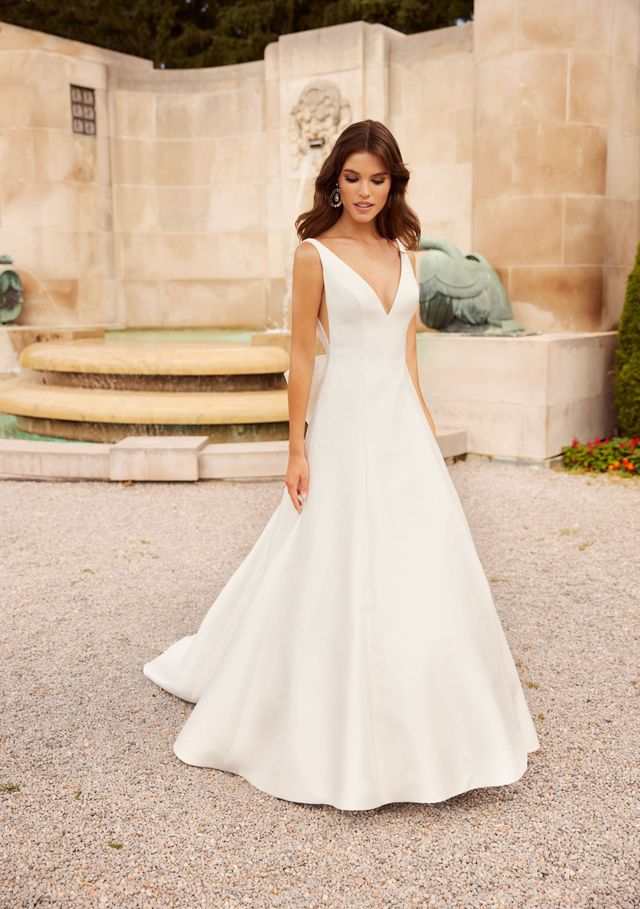 classic a line wedding dresses Classic Wedding Wedding Dress with Illusion Neck,Tulle A-line Bridal Gown,WD00472, US16 / Ivory main image 0