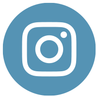 The Instagram logo featuring a white camera icon centered on a blue circular background.
