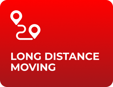 Long distance moving truck on the highway with securely packed household items
