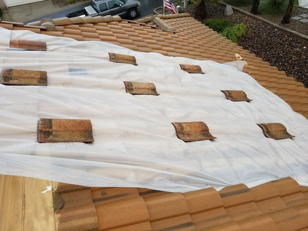 A roof with a lot of tiles on it