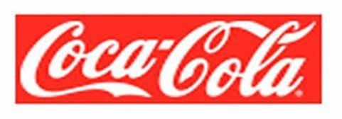 A red and white coca cola logo on a white background