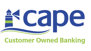 The cape customer owned banking logo has a lighthouse on it