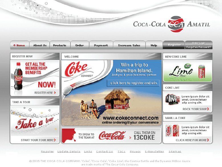 Coca cola amitil  webpage