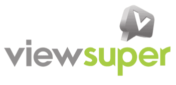 A viewsuper logo with a check mark on it