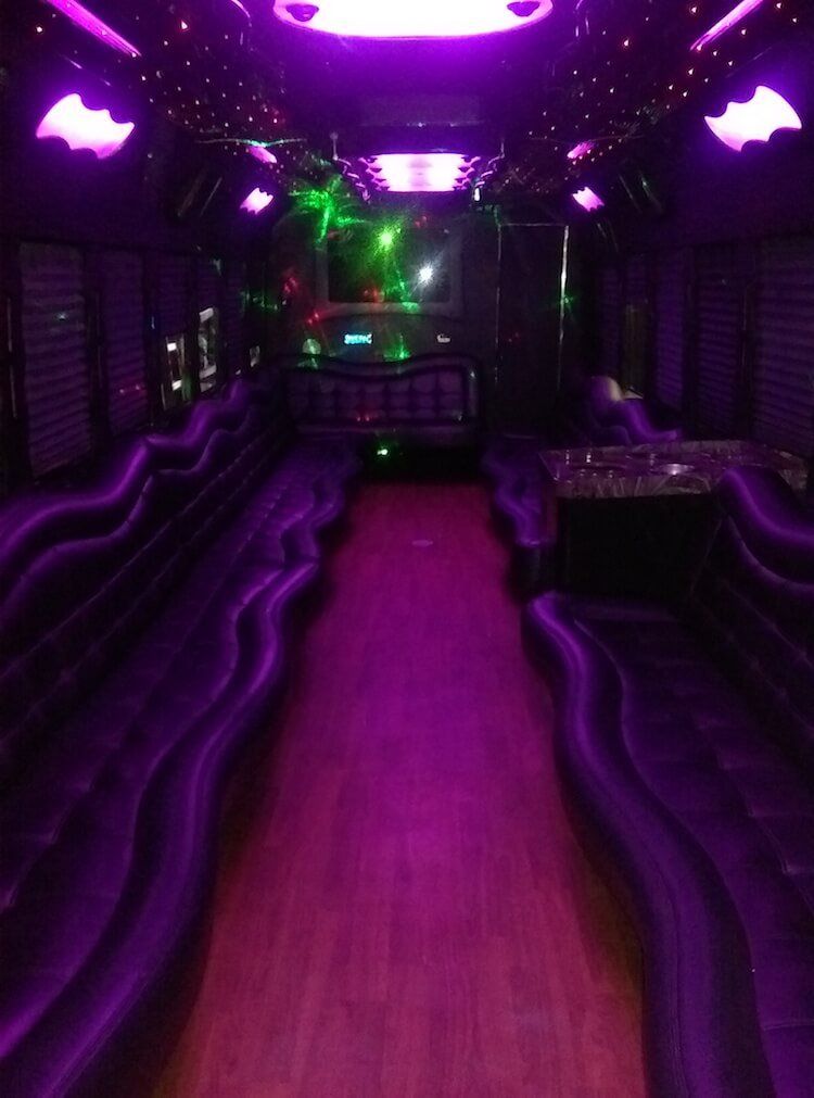 45 passenger party bus with a restroom on board