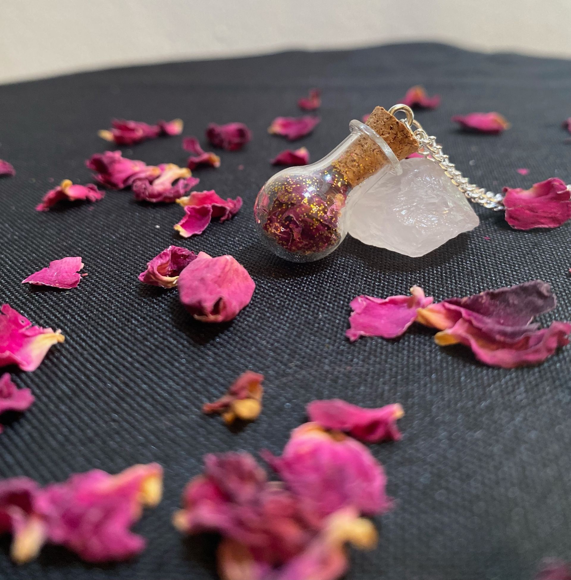 Rose Petal Bottle Necklace