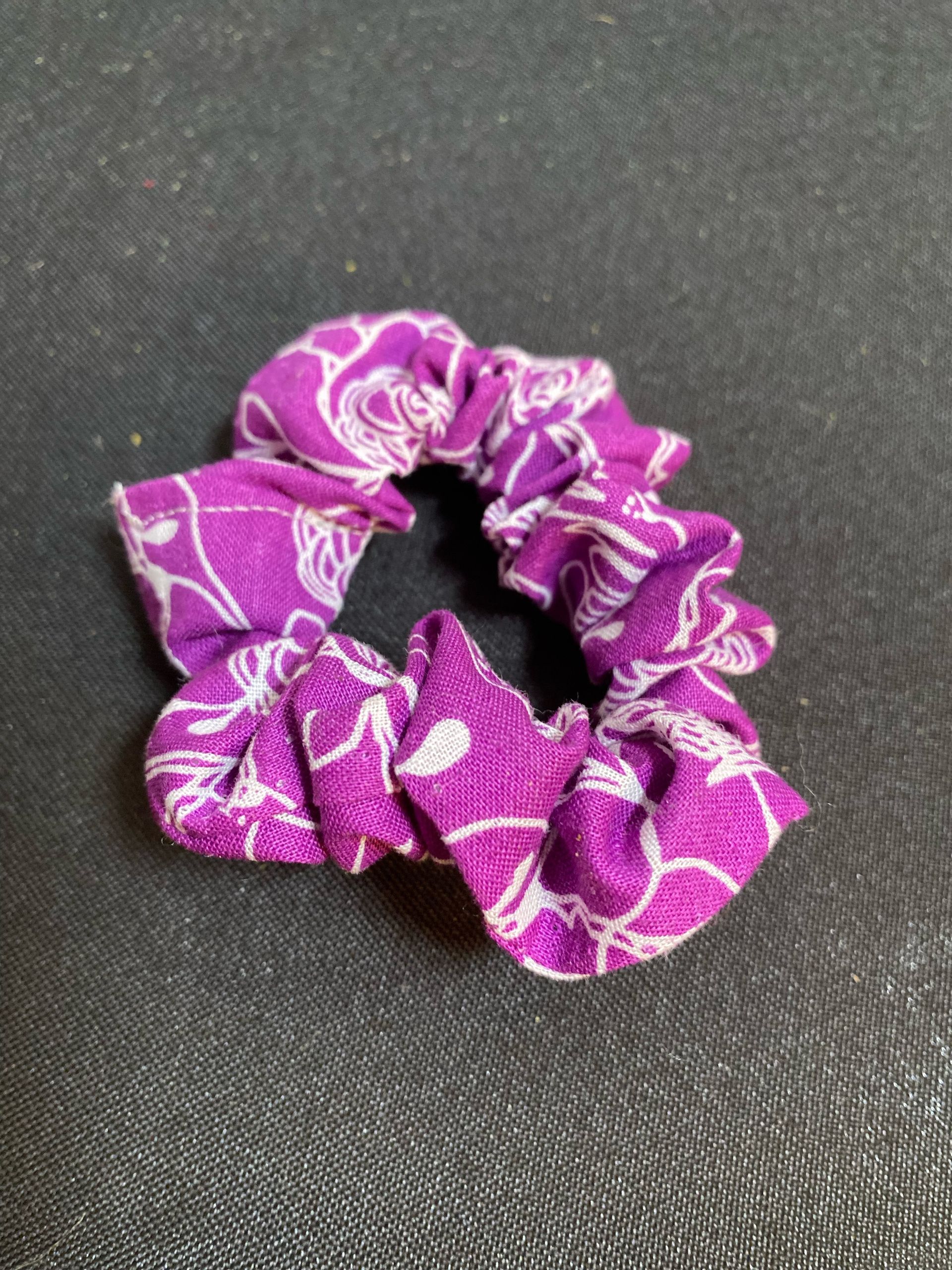 Purple Flowers Scrunchie