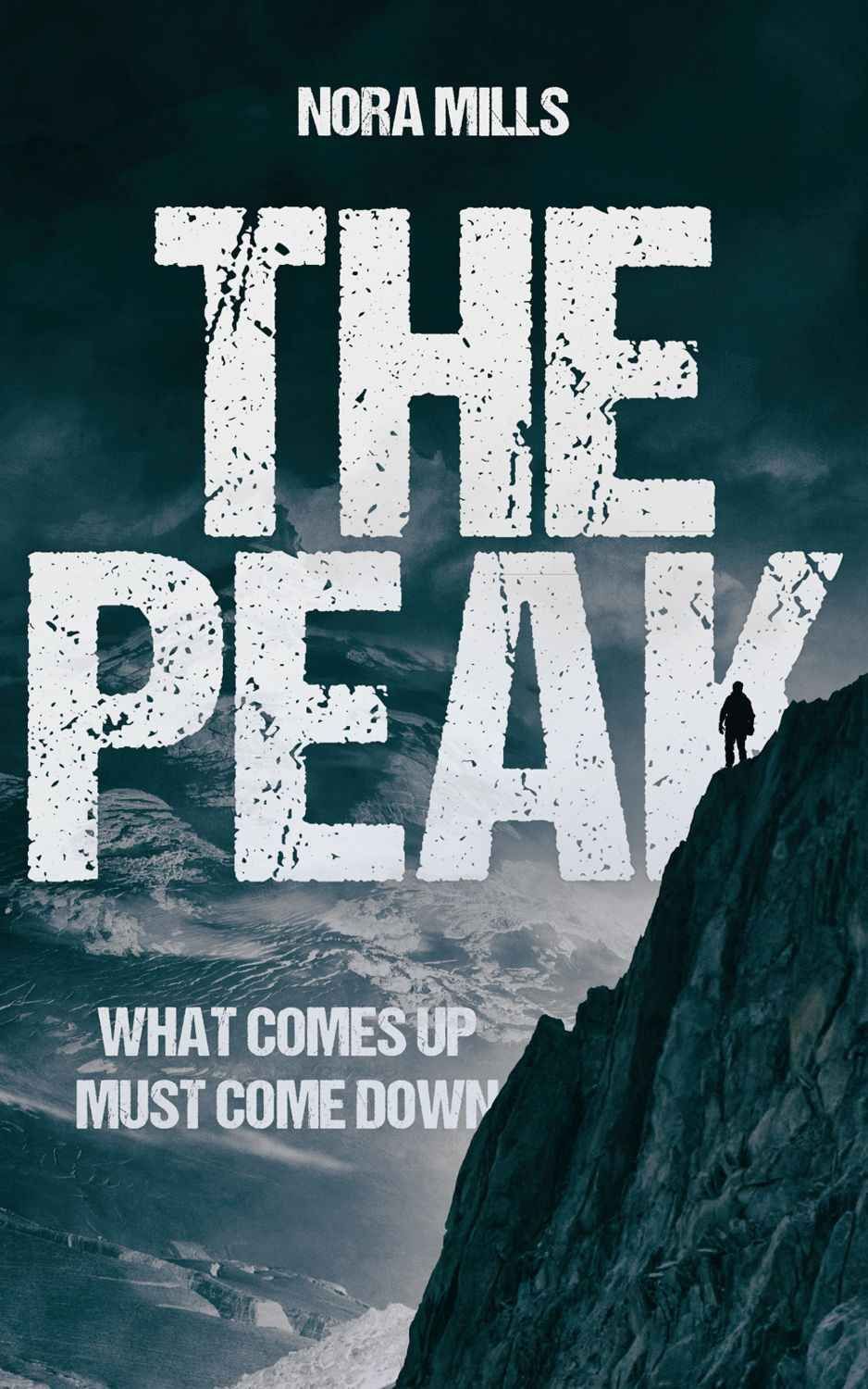 Cover of The Peak, depicting a rugged snow-topped mountain summit rising sharply against a dramatic sky