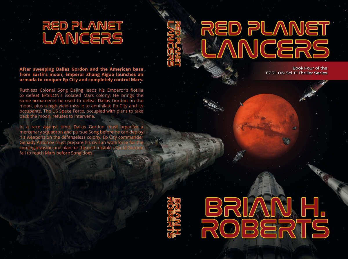 Cover of Red Planet Lancers showing distant spaceships approaching Mars over its red, rocky surface in space