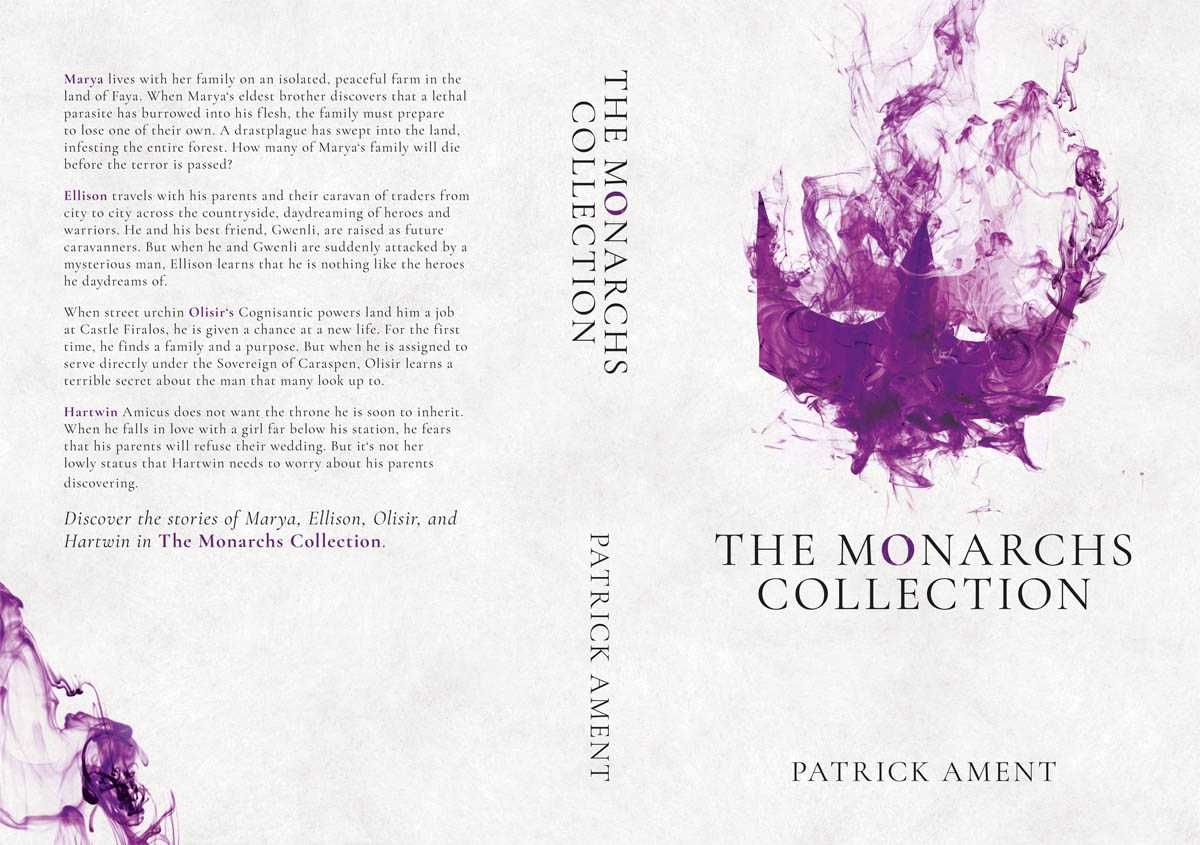 Cover of The Monarchs Collection showing a regal abstract design with crowns, ornate patterns, and stylized elegance.