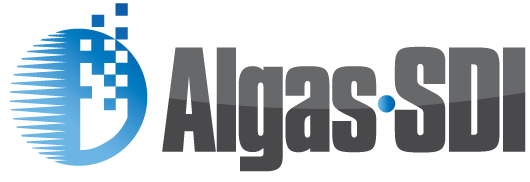 Un logo pour algas sdi est affiché sur un fond blanc