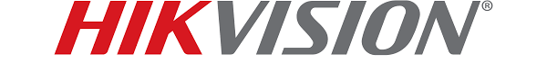 Hikvision logo in red and gray.