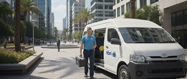 White wireless router on a white appliance, with a power outlet and white towel in the background.