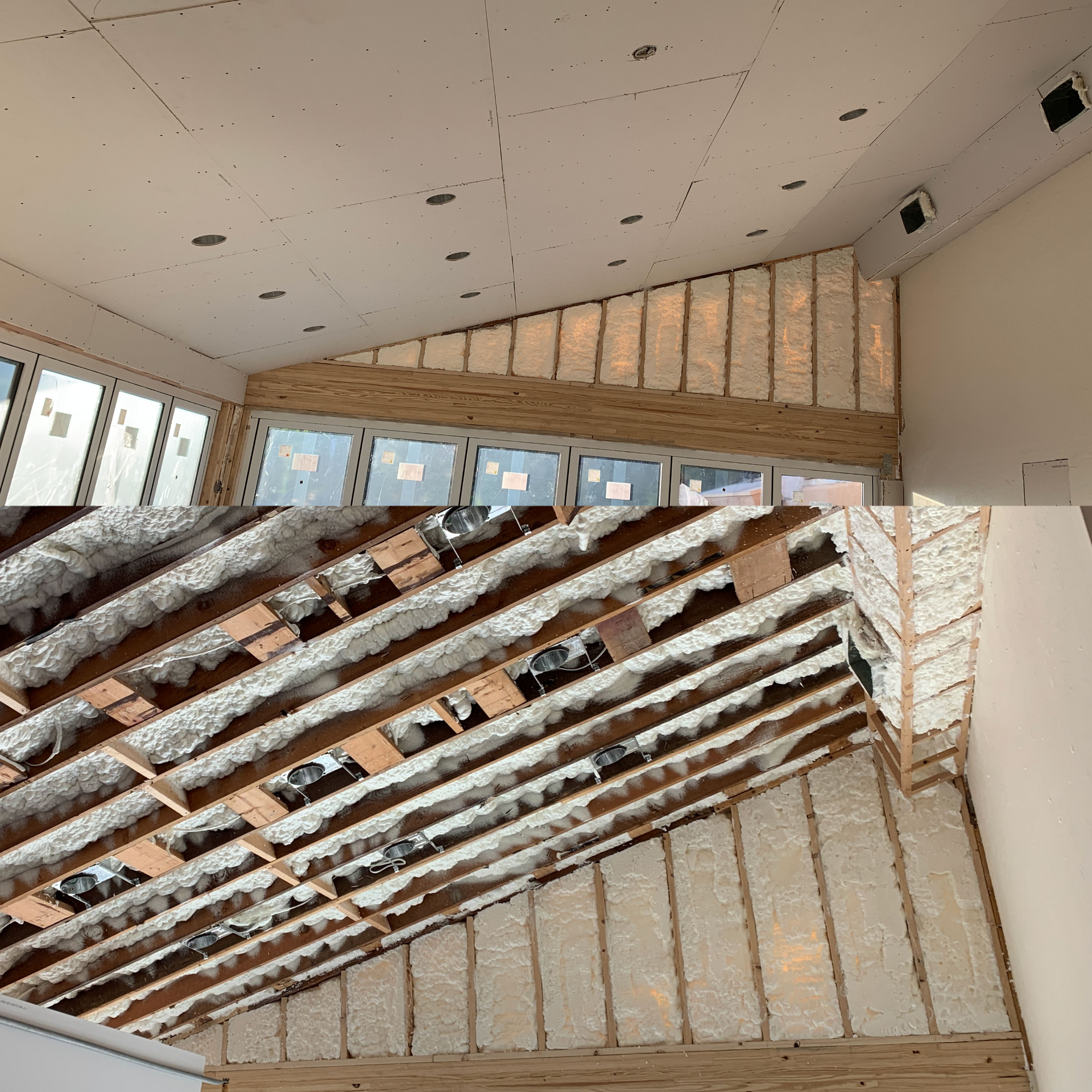 Ceiling before and after