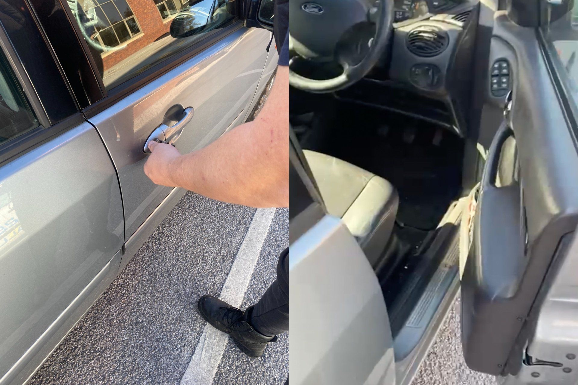 A man is opening the door of a car.