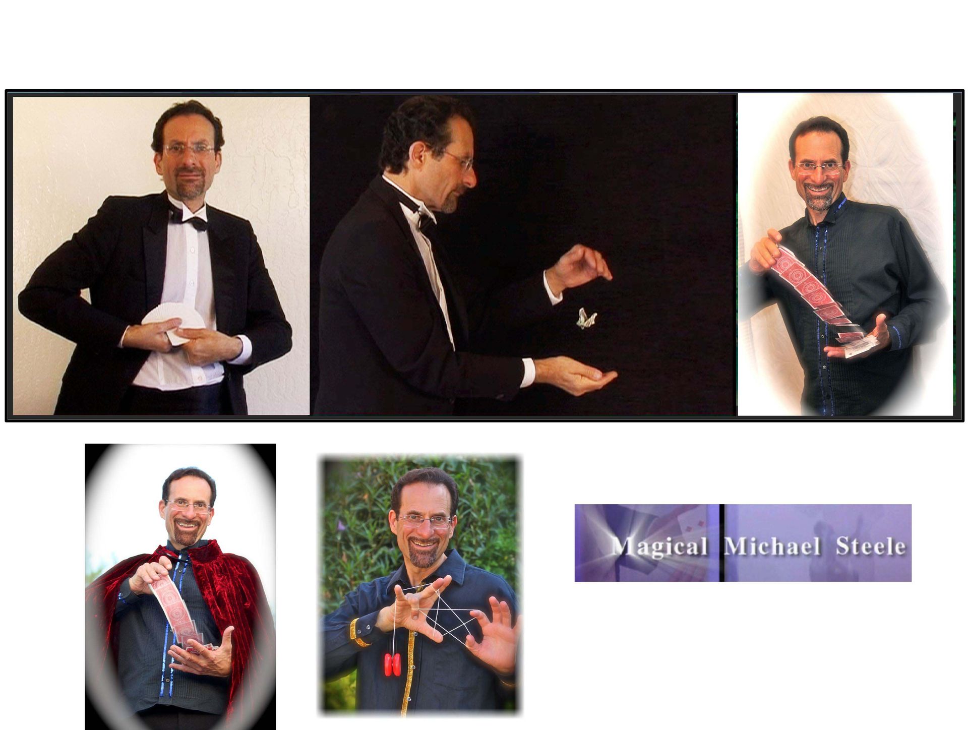 A man in a tuxedo is performing a magic trick