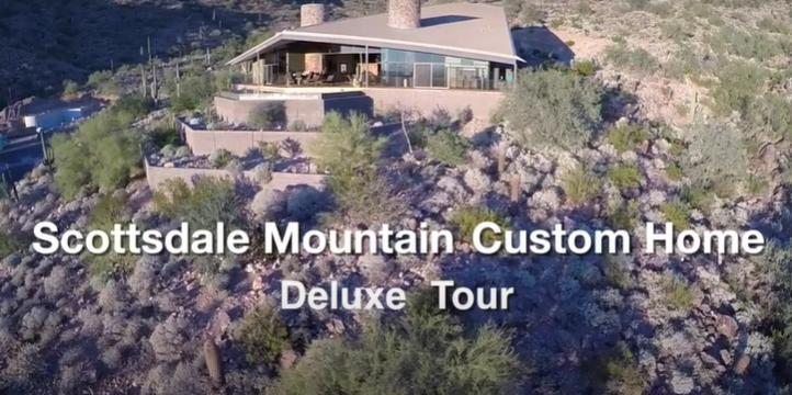 An aerial view of a scottsdale mountain custom home deluxe tour