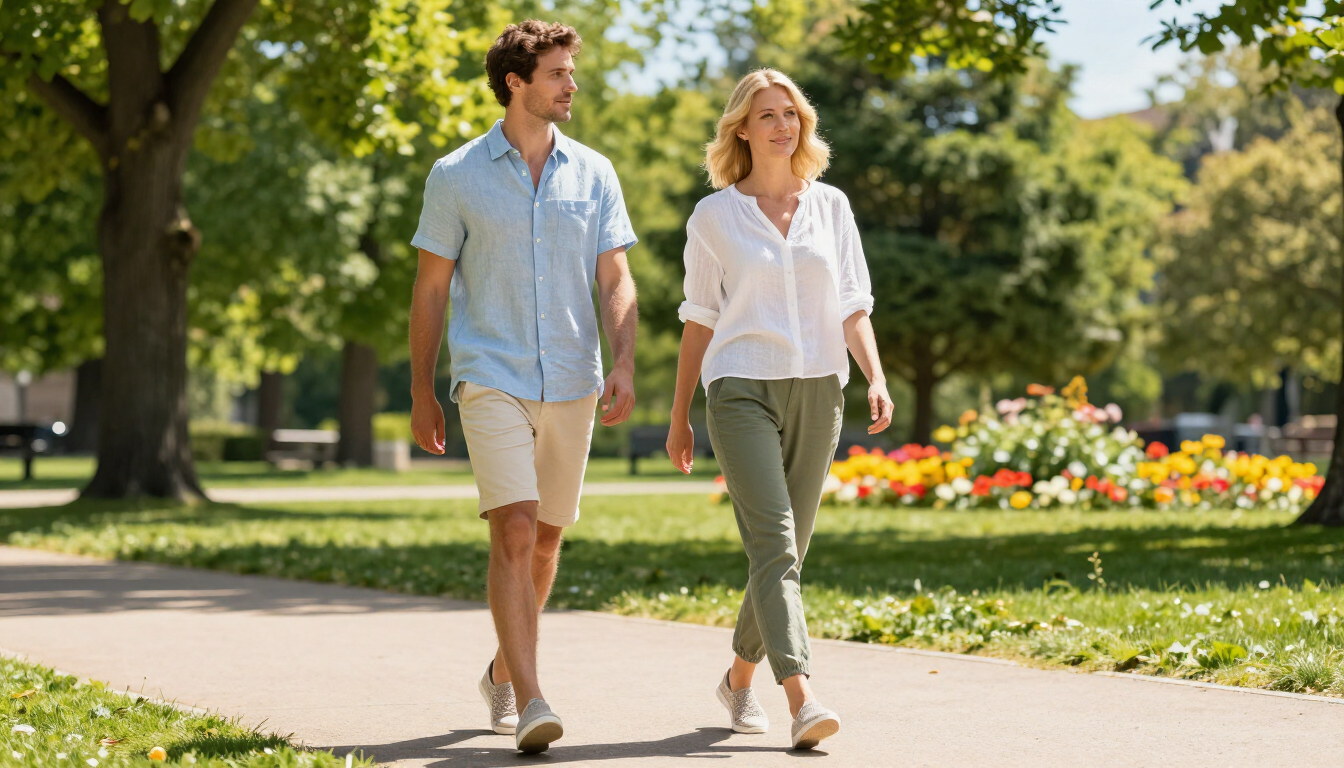 Healthy feet in supportive sandals during summer heat.