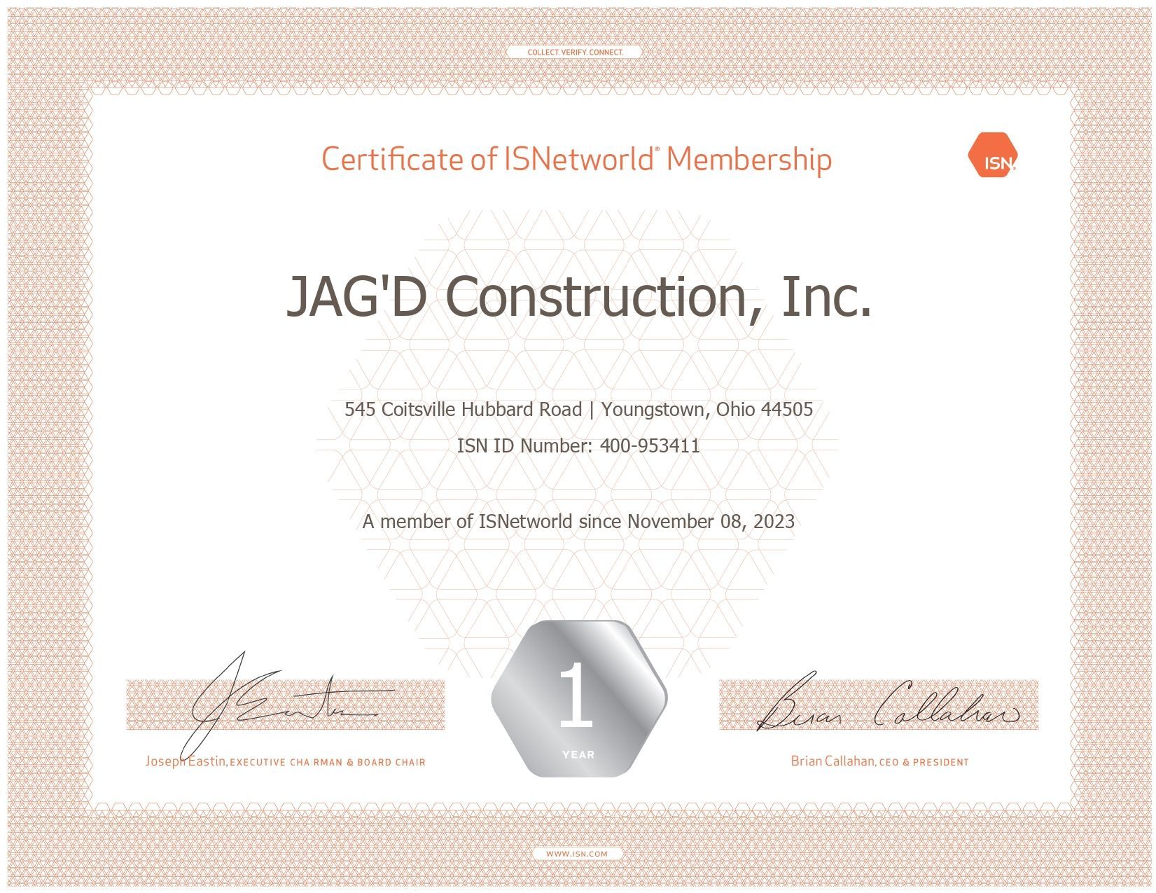 Certified ISNetworld Member