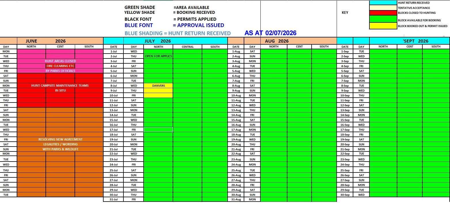 Hunt Schedule
