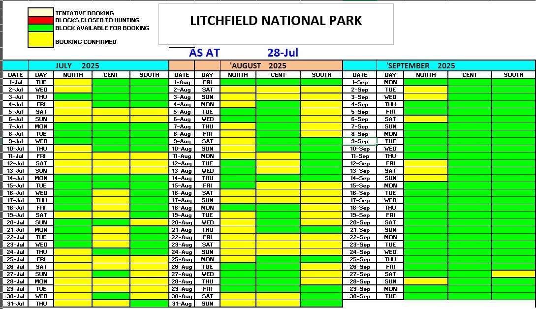 Hunt Schedule