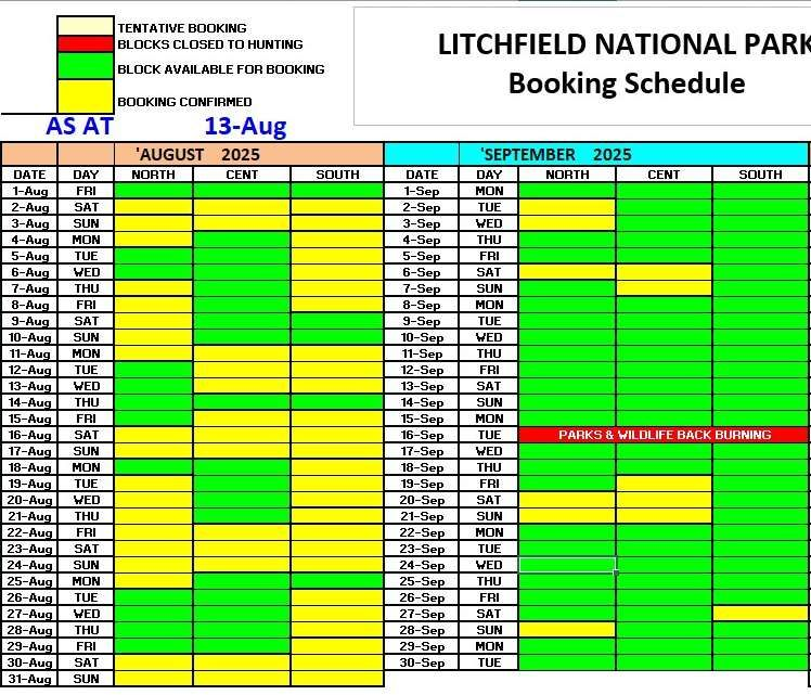 Hunt Schedule
