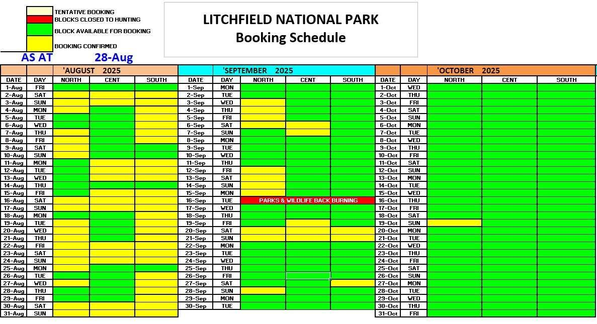 Hunt Schedule