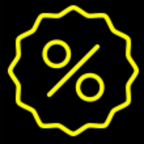 A yellow percent sign on a black background.