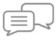 Two speech bubbles with lines on them on a white background.