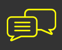 A pair of yellow speech bubbles on a black background.