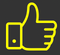 A yellow thumbs up icon on a black background.