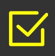 A yellow check mark in a square on a black background.