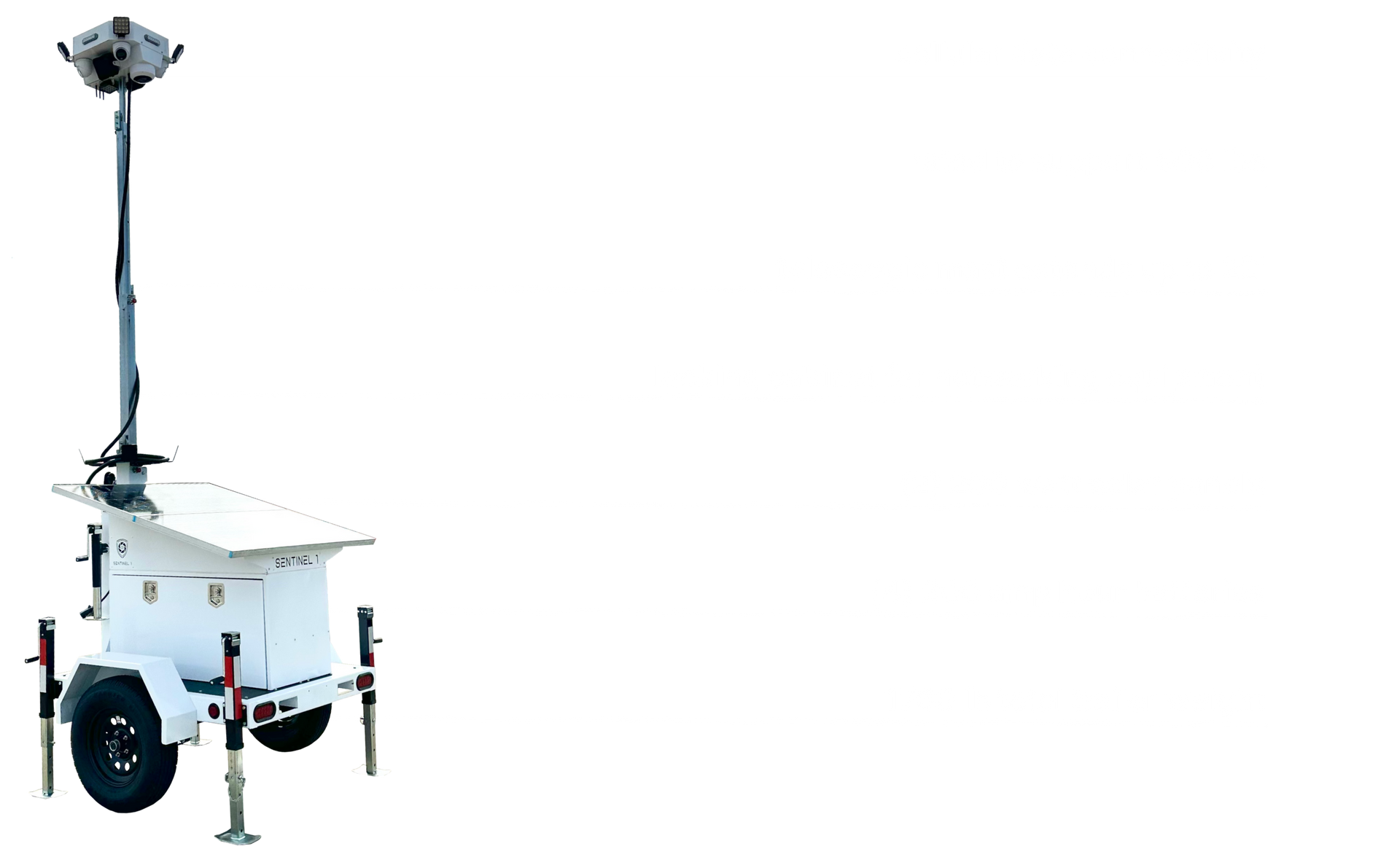 A white trailer with a camera on top of it on a white background.