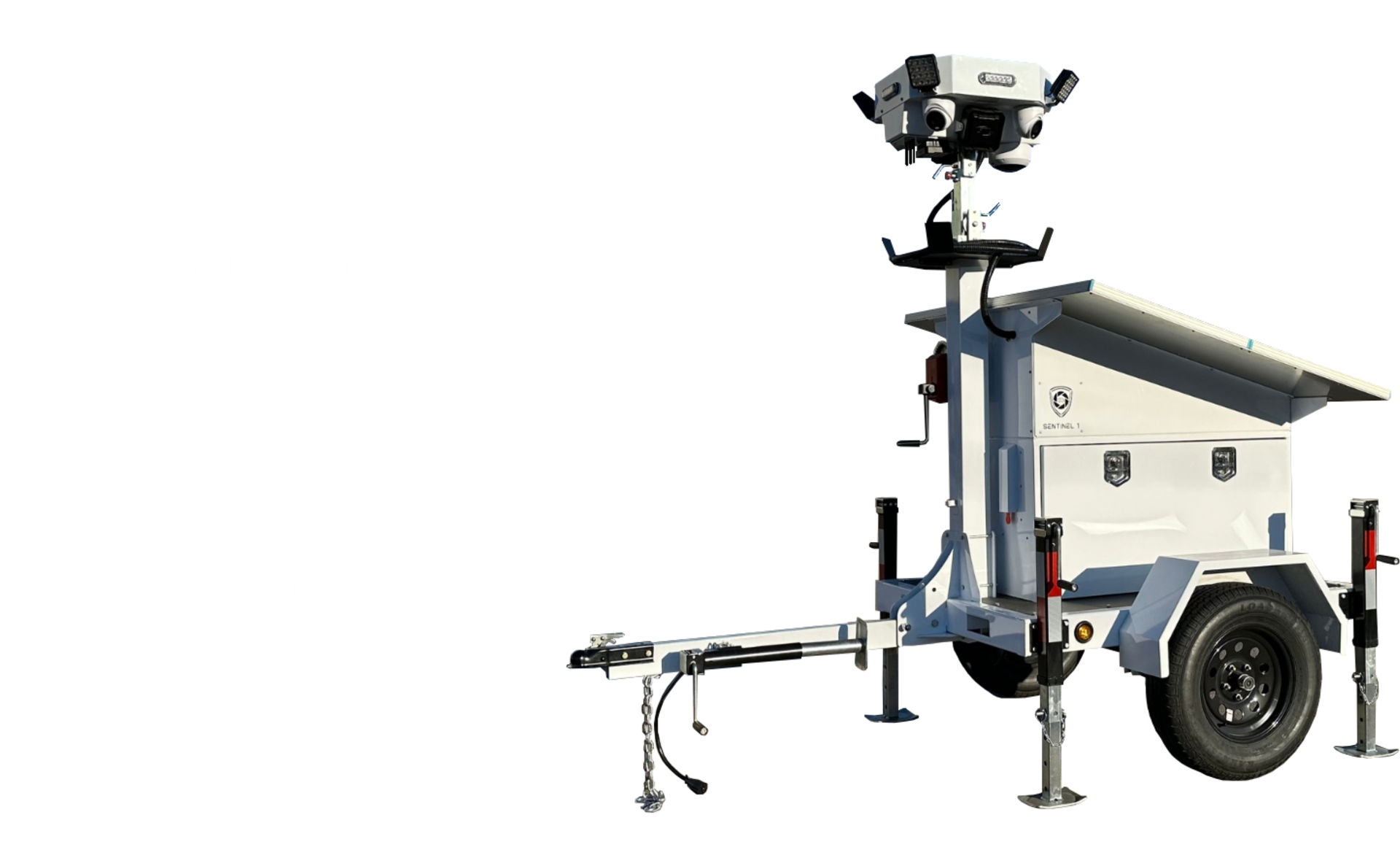 A trailer with a camera on top of it on a white background.